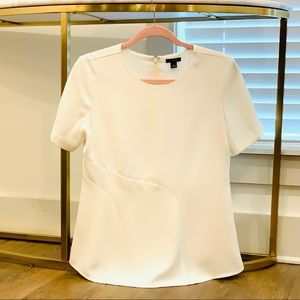 Ann Taylor White Short-Sleeve Blouse